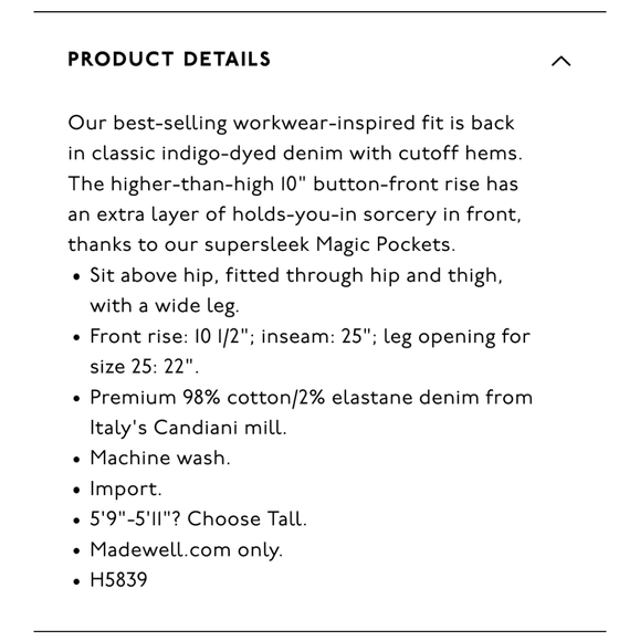 🖤 MADEWELL Wide Leg Crop! Hi-Rise raw hem jeans - Picture 9 of 9